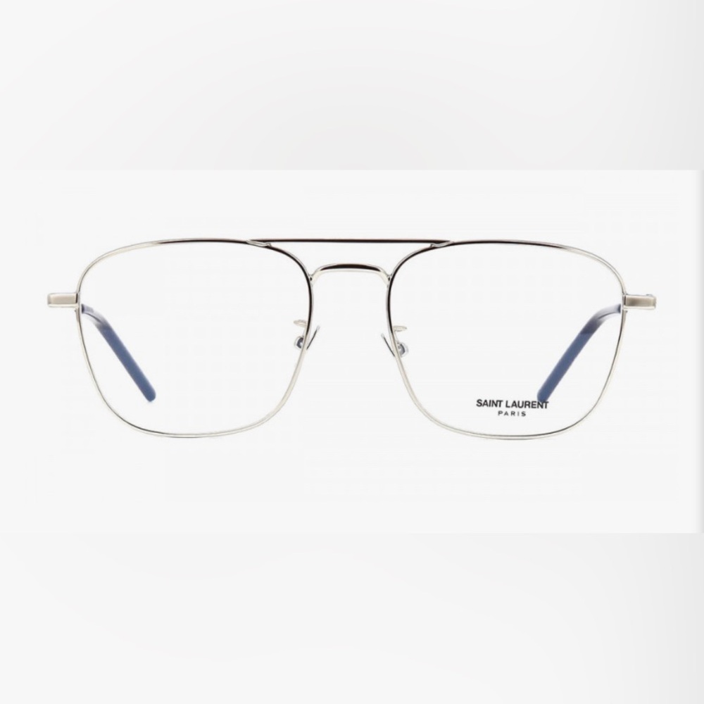 Yves Saint Laurent SL 309 OPT 005 Silver Square Aviator Unisex Glasses - NWT YSL